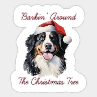 Christmas Bernese Mountain Dog in Santa Hat Sticker